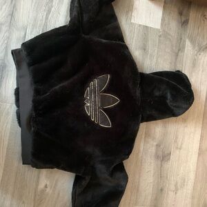 Adidas Black Teddy Jacket with Gold Logo
